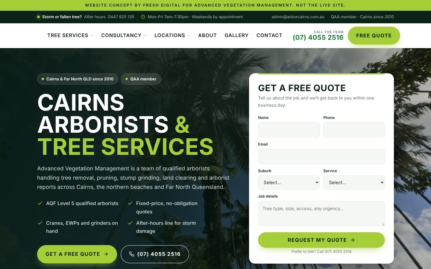 Home page of the new AVM website concept