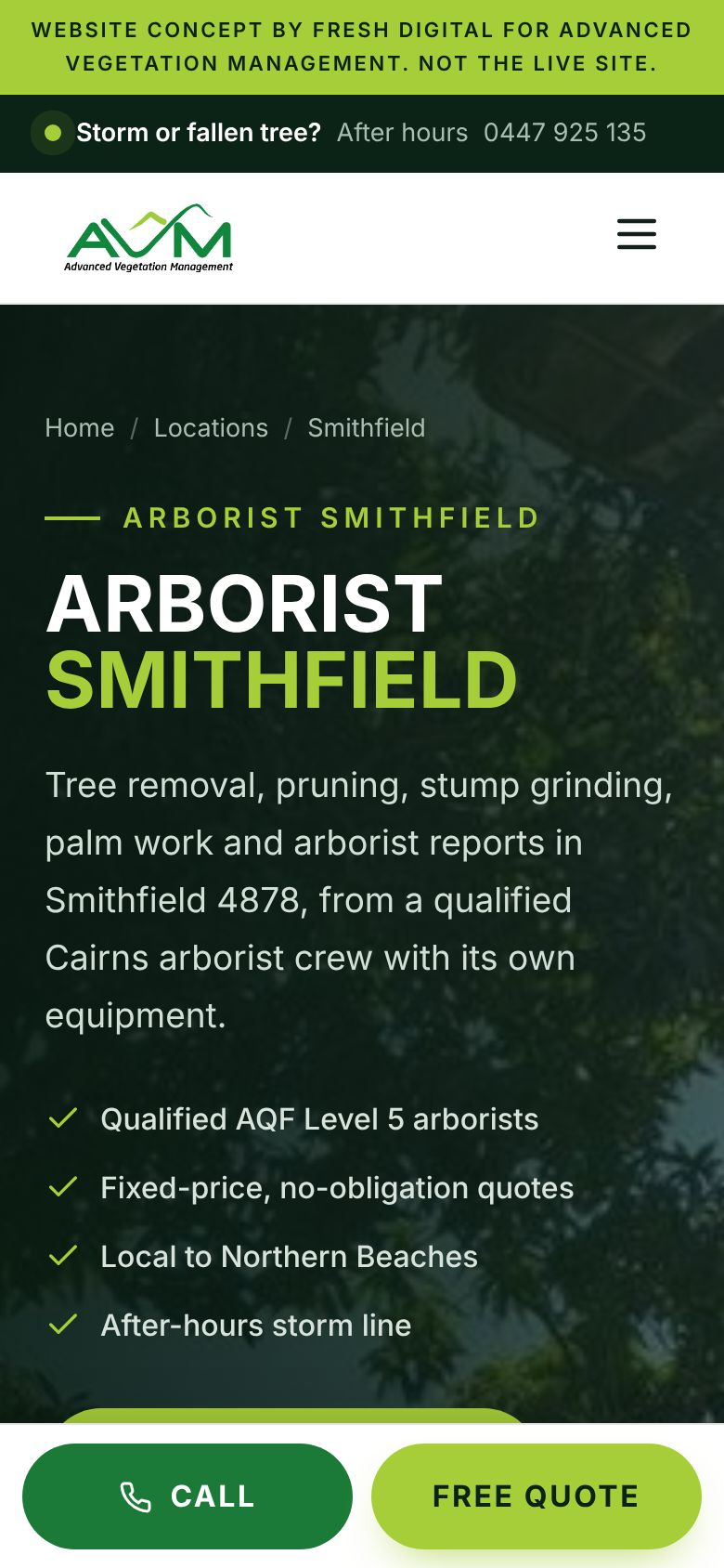 Smithfield suburb page on a phone
